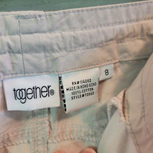 90s Y2K Together Off White Embellished Cargo Style Straight Leg Pants - Picture 6 of 9